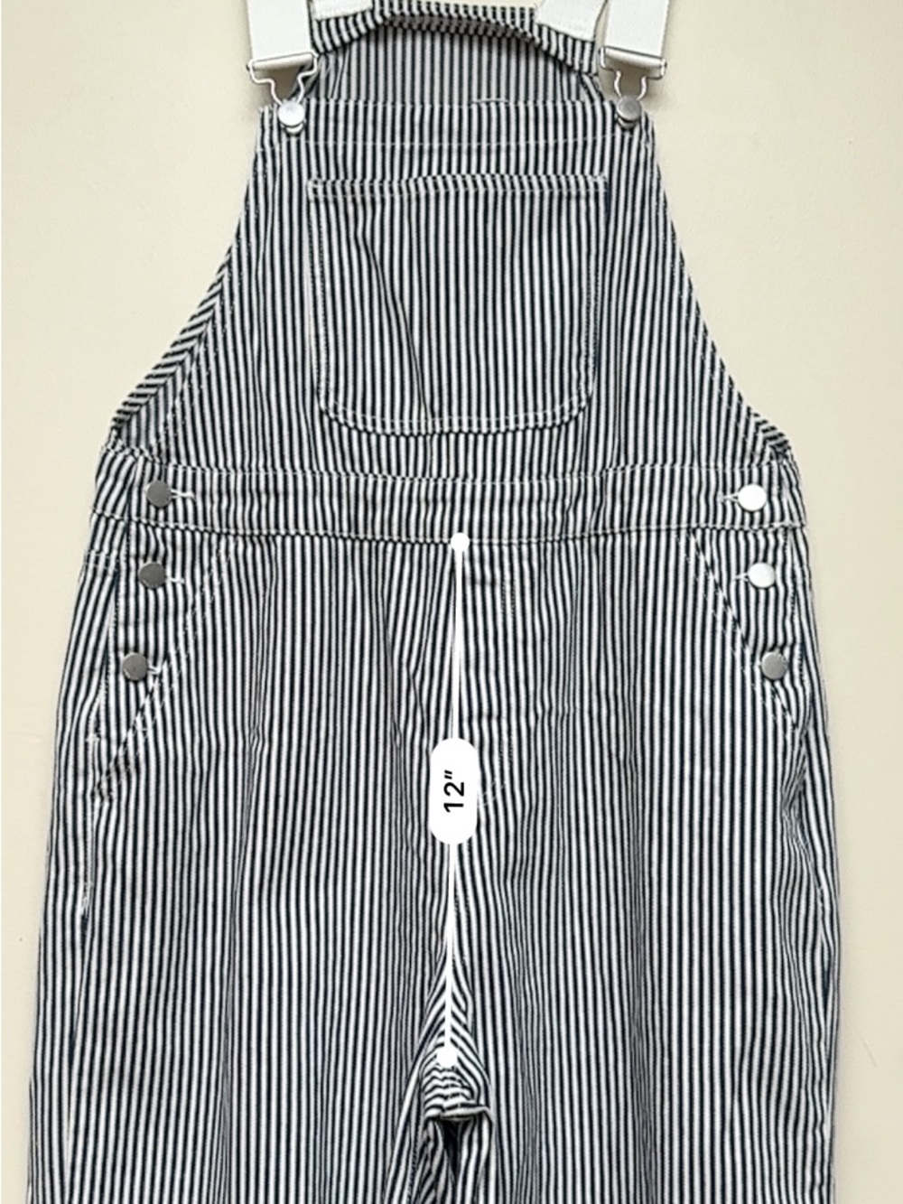 Cider Striped Wide Leg Overalls Blue White Size Large - Picture 10 of 15